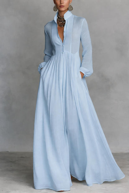 Amelia – Elegante maxi-jurk met knopen