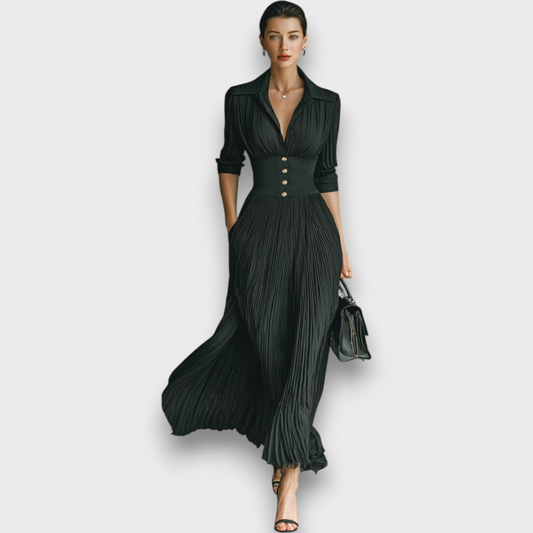 Gabriela – Elegancka sukienka maxi z plisowaną spódnicą