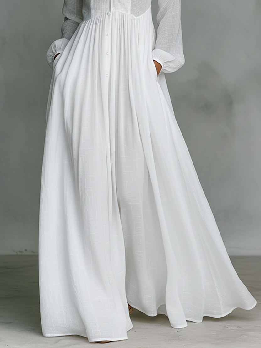 Amelia – Elegante maxi-jurk met knopen