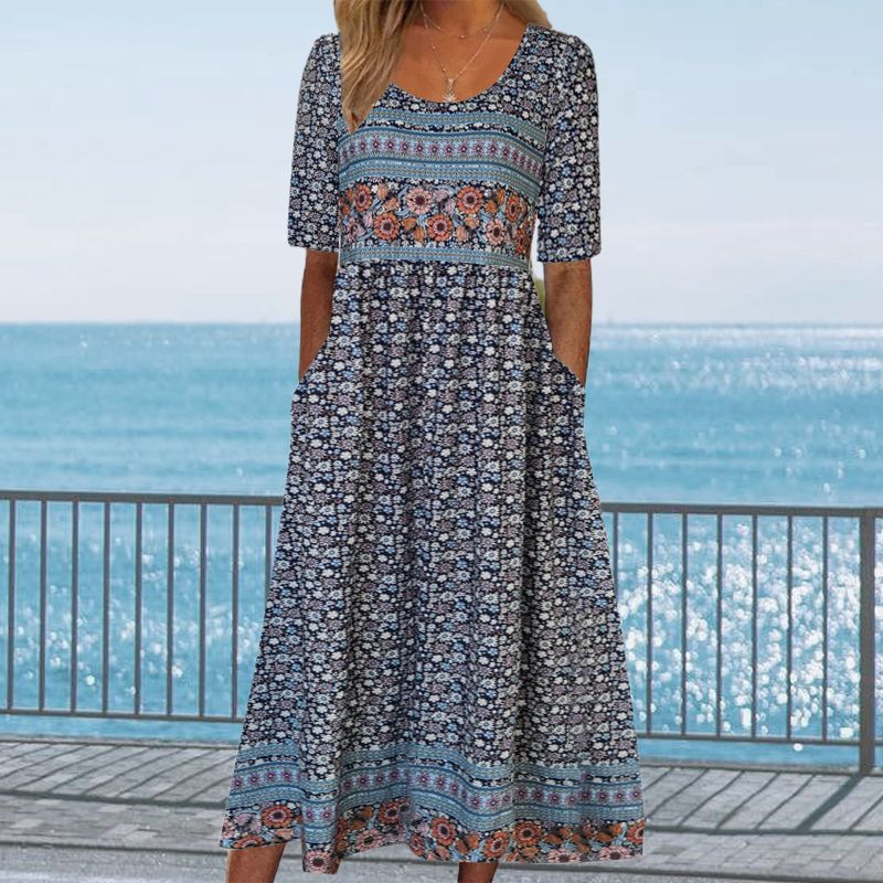 Aleksandra – Boho-jurk met ronde hals
