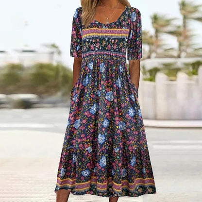 Aleksandra – Boho-jurk met ronde hals