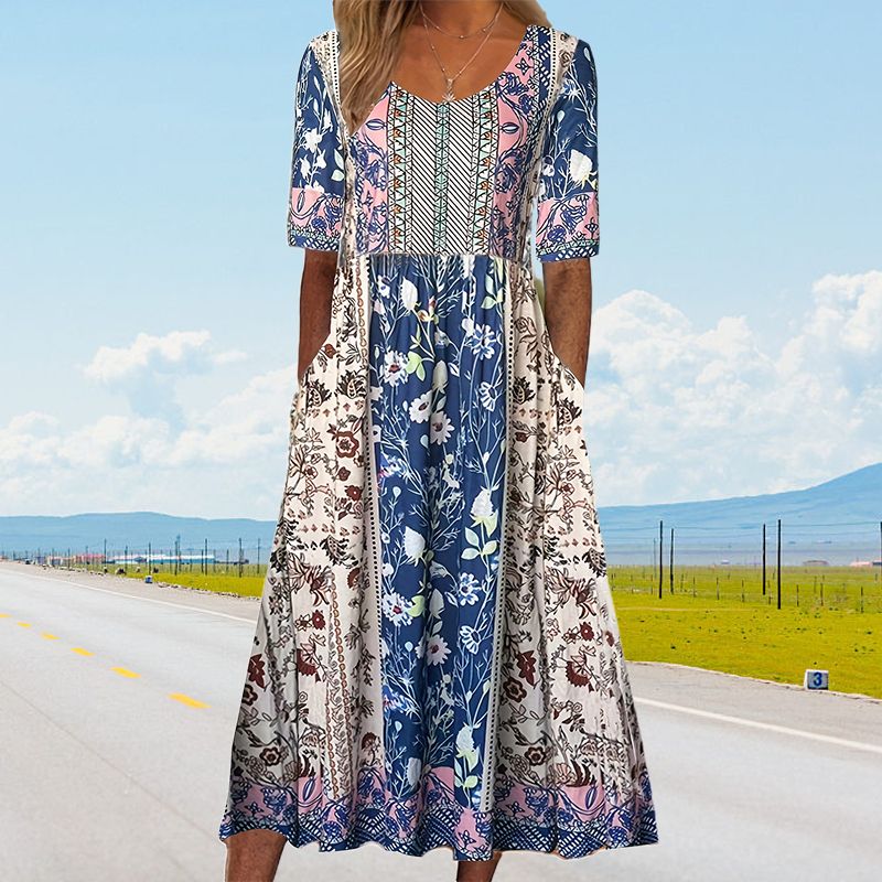 Aleksandra – Boho-jurk met ronde hals