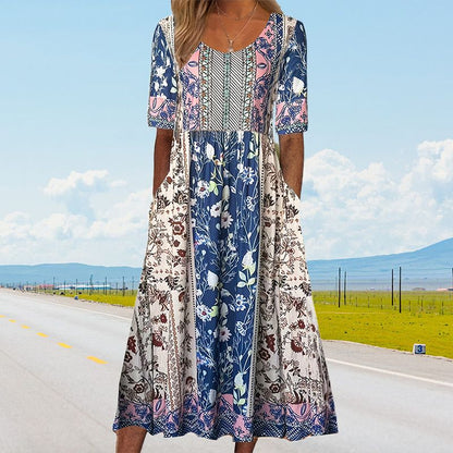 Aleksandra – Boho-jurk met ronde hals