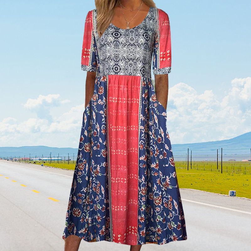 Aleksandra – Boho-jurk met ronde hals