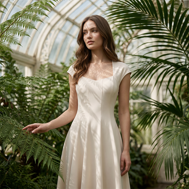 Elise – Midi-jurk met vierkante hals