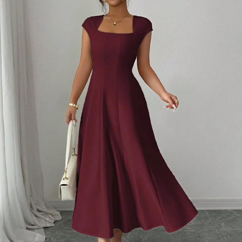 Elise – Midi-jurk met vierkante hals