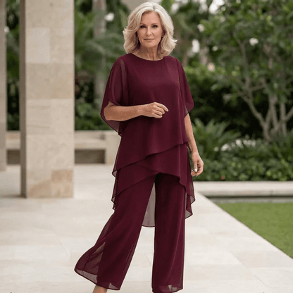 Marcelina – Elegancki zestaw z luźnym topem i spodniami palazzo