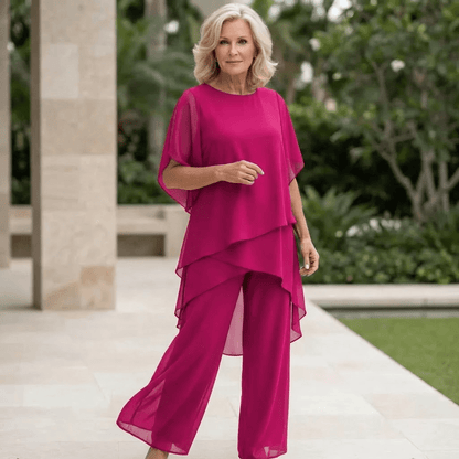 Marcelina – Elegancki zestaw z luźnym topem i spodniami palazzo